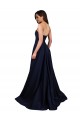 Outlet Sleeveless Stretch Crepe Low Back A-Line Dark Navy Evening Gown Canada