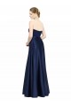 Outlet Sleeveless Stretch Satin Low Back A-Line Dark Navy Evening Gown Canada