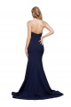 Outlet Sleeveless Stretch Crepe Low Back A-Line Dark Navy Evening Dress Canada