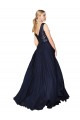 Outlet Sleeveless Soft Chiffon & Sequin V-Back A-Line Dark Navy Semi Formal Evening Dress Canada