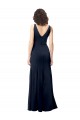 Outlet Sleeveless Stretch Crepe V-Back A-Line Dark Navy Evening Dress Canada