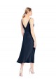 Outlet Sleeveless Stretch Satin V-Back A-Line Dark Navy Evening Dress Canada