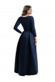 Outlet Long Sleeves Spandex Ball Dress Dark Navy Plus Size Evening Dress Canada