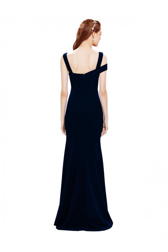 Outlet Sleeveless Stretch Crepe Mermaid Dark Navy Evening Dress Canada