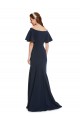 Outlet Short Sleeves Stretch Crepe Mermaid Dark Navy Evening Dress Canada