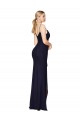 Outlet Sleeveless Soft Chiffon V-Back Mermaid Dark Navy Evening Dress Canada