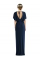 Outlet Short Sleeves Spandex Open Back Sheath Dark Navy Maxi Evening Dress Canada