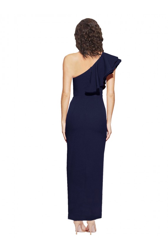 Outlet Sleeveless Stretch Crepe Sheath Dark Navy Evening Dress Canada