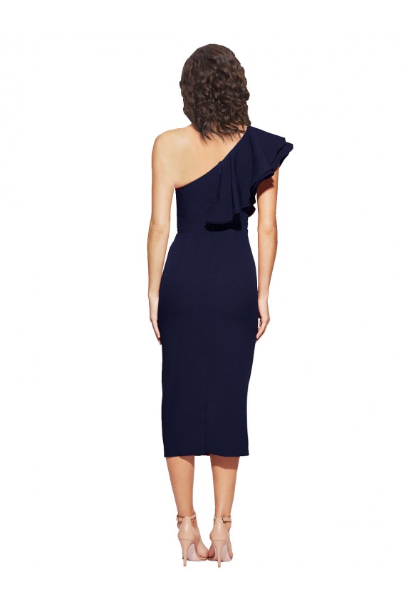 Outlet Sleeveless Stretch Crepe Sheath Dark Navy Evening Gown Canada