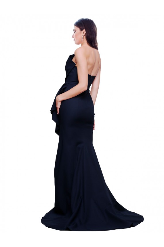 Outlet Sleeveless Stretch Crepe Low Back Sheath Dark Navy Formal Evening Dress Canada