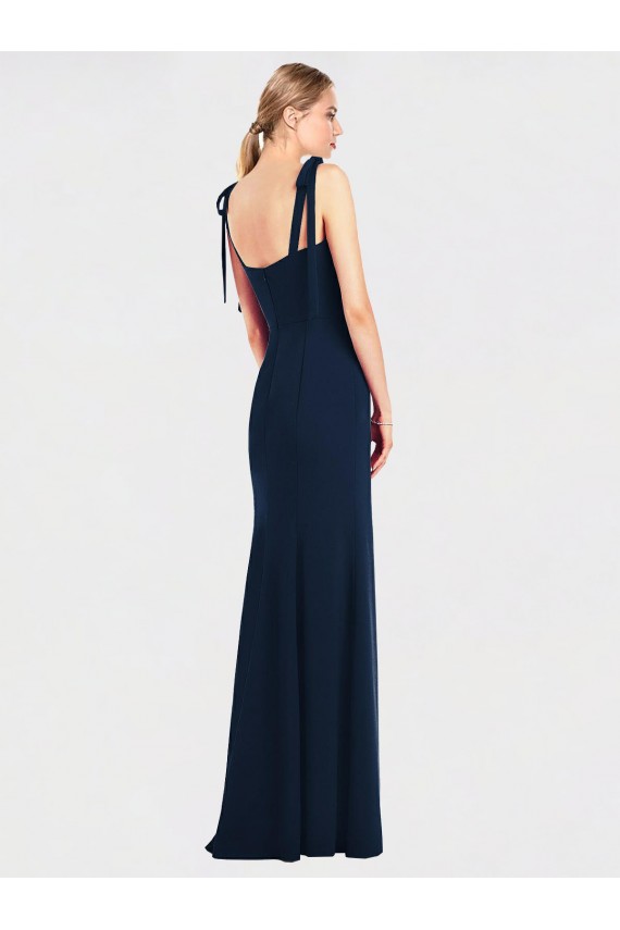 Outlet Sleeveless Stretch Crepe Low Back Trumpet Dark Navy Semi Formal Evening Dress Canada