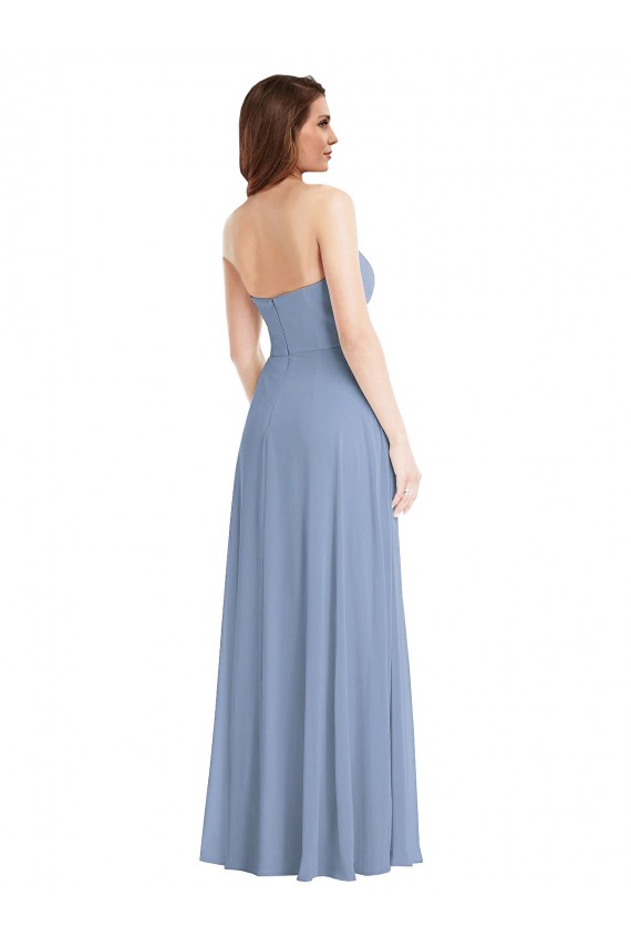 Outlet Sleeveless Soft Chiffon A-Line Dusty Blue Maxi Evening Gown Canada