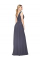 Outlet Sleeveless Soft Chiffon V-Back A-Line Dusty Blue Wedding Guest Dress Canada