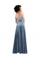 Outlet Sleeveless Stretch Velvet Criss Cross Open Back Sheath Dusty Blue Maxi Evening Dress Canada