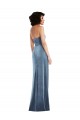 Outlet Sleeveless Stretch Velvet Low Back Sheath Dusty Blue Maxi Evening Gown Canada