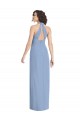 Outlet Sleeveless Luxe Chiffon Open Back Trumpet Dusty Blue Evening Dress Canada