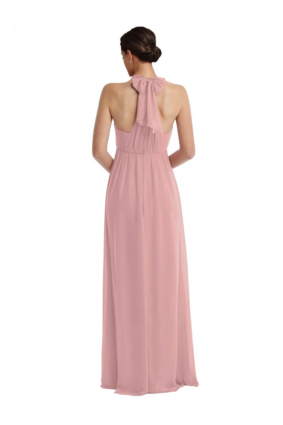 Outlet Sleeveless Soft Chiffon A-Line Dusty Pink Maxi Evening Dress Canada