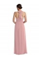 Outlet Sleeveless Soft Chiffon A-Line Dusty Pink Maxi Evening Dress Canada