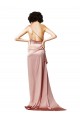 Outlet Sleeveless Silky Satin Open Back A-Line Dusty Pink Sexy Evening Dress Canada