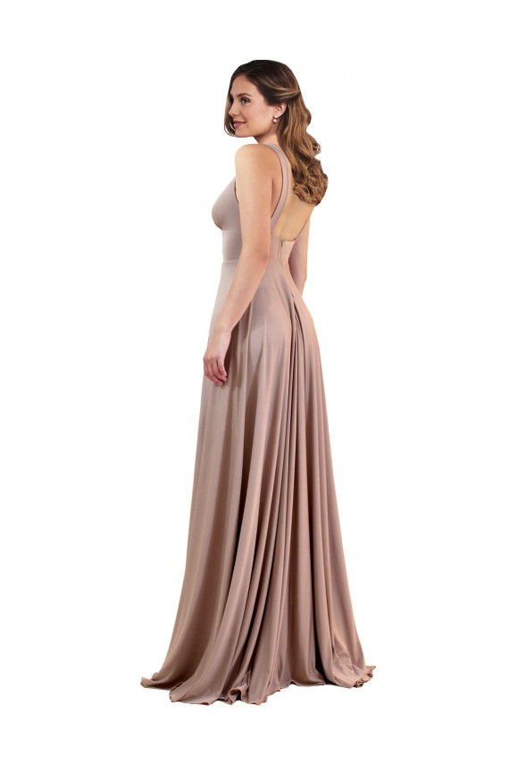 Outlet Sleeveless Spandex Low Back A-Line Dusty Pink Sexy Evening Dress Canada