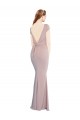 Outlet Cap Sleeves Stretch Crepe Tie Back Mermaid Dusty Pink Evening Dress Canada