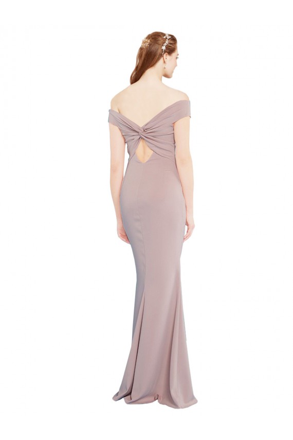 Outlet Sleeveless Stretch Crepe Keyhole Back Mermaid Dusty Pink Evening Dress Canada