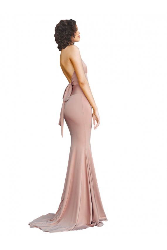 Outlet Sleeveless Spandex Low Back Mermaid Dusty Pink Sexy Evening Dress Canada