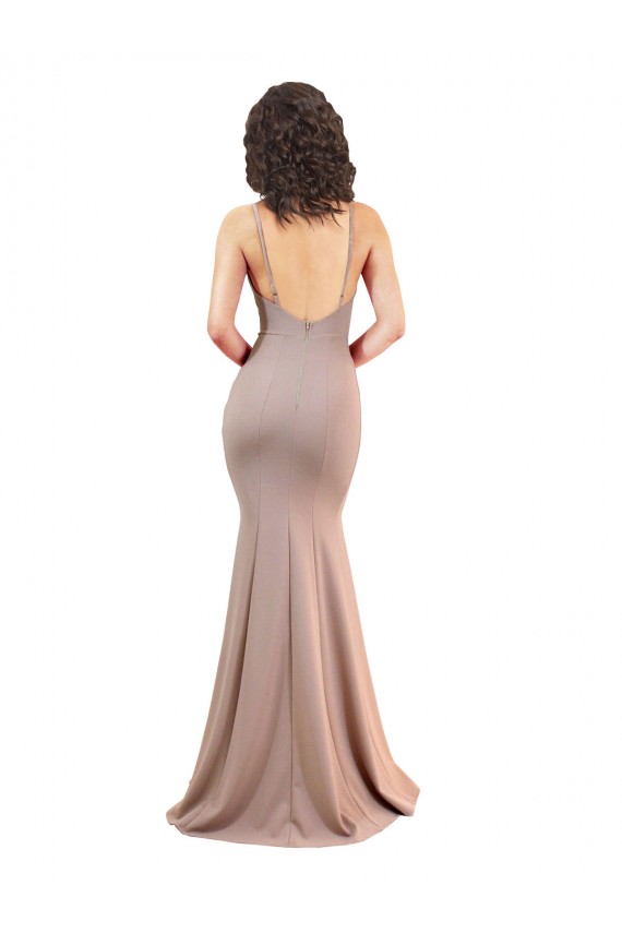 Outlet Sleeveless Stretch Crepe Low Back Mermaid Dusty Pink Sexy Evening Dress Canada