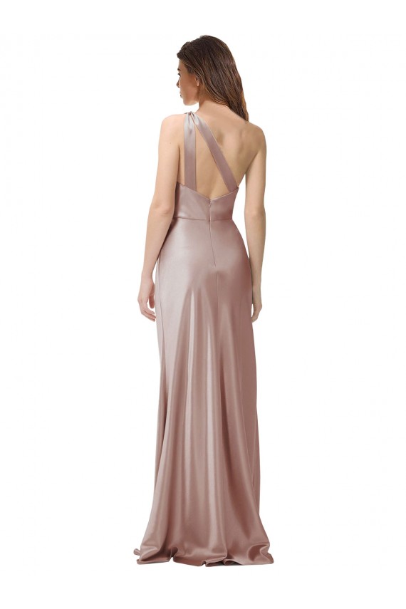 Outlet Sleeveless Stretch Satin Open Back Sheath Dusty Pink Evening Dress Canada