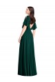 Outlet Bell Sleeves Soft Chiffon V-Back A-Line Ever Green Maxi Evening Dress Canada