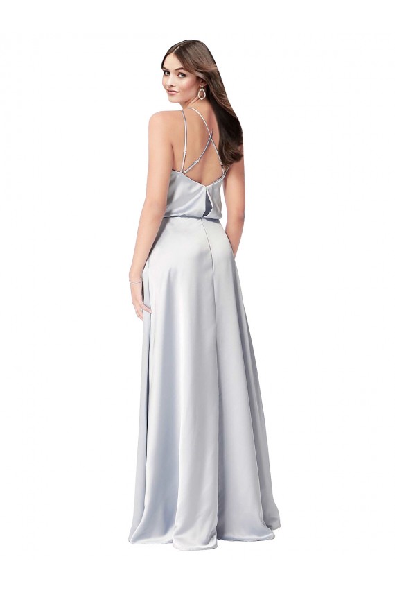 Outlet Sleeveless Silky Satin Low Back A-Line Fog Evening Dress Canada