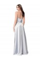 Outlet Sleeveless Silky Satin Low Back A-Line Fog Evening Dress Canada