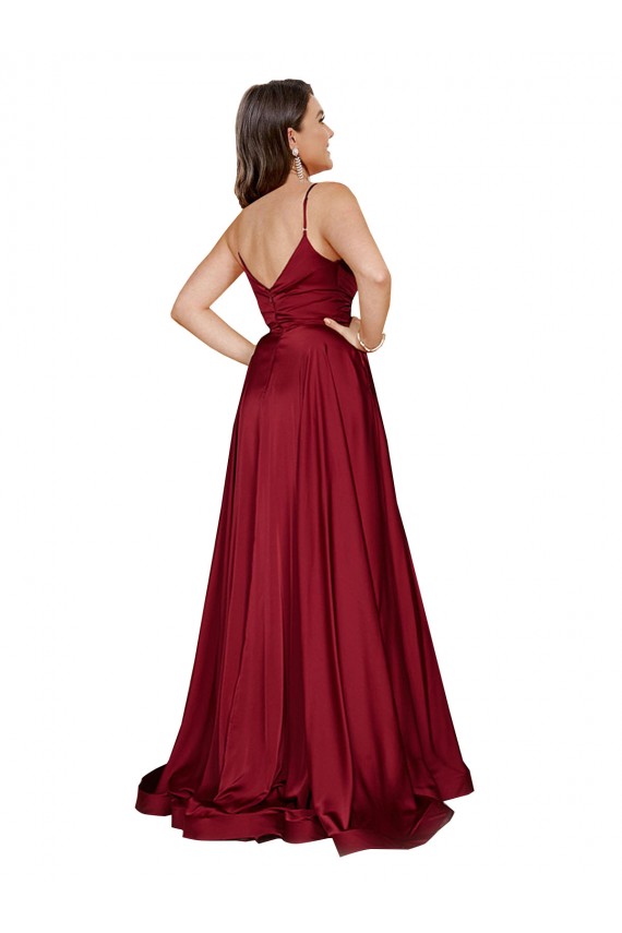 Outlet Sleeveless Silky Satin Low Back A-Line French Blue Sexy Evening Dress Canada