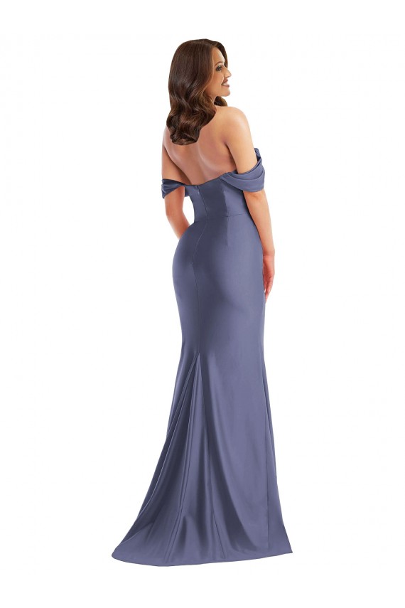 Outlet Sleeveless Silky Satin Low Back Mermaid French Blue Plus Size Evening Dress Canada