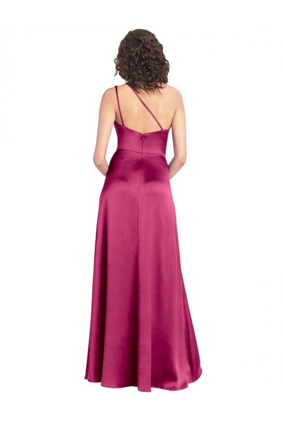Outlet Sleeveless Stretch Satin Open Back A-Line Fuchsia Evening Dress Canada
