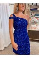 Outlet Sleeveless Velvet Sequin Sheath Fuchsia Short Evening Dress Canada