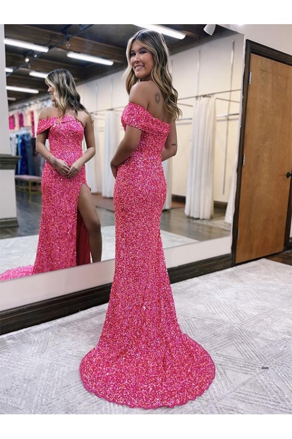 Outlet Sleeveless Velvet Sequin Sheath Fuchsia Sexy Evening Dress Canada