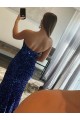 Outlet Sleeveless Velvet Sequin Sheath Fuchsia High Slit Evening Dress Canada