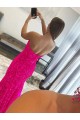 Outlet Sleeveless Velvet Sequin Sheath Fuchsia High Slit Evening Dress Canada