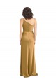 Outlet Sleeveless Stretch Satin A-Line Gold Evening Dress Canada