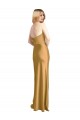Outlet Sleeveless Stretch Satin A-Line Gold Evening Gown Canada