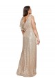 Outlet Sleeveless Sequin A-Line Gold Sexy Plus Size Evening Dress Canada