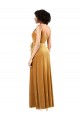 Outlet Sleeveless Stretch Velvet V-Back Column Gold Evening Dress Canada
