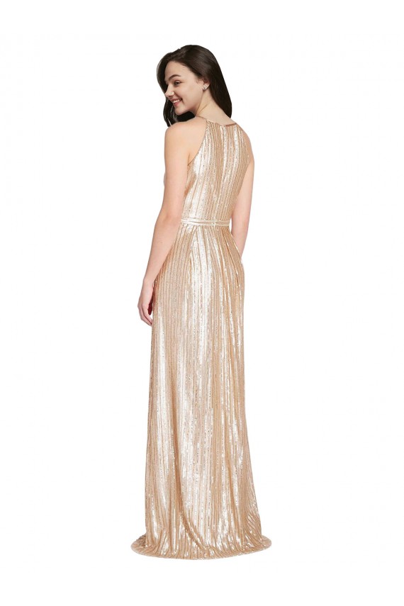 Outlet Sleeveless Sequin Sheath Gold Evening Dress Canada