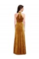 Outlet Sleeveless Stretch Velvet Keyhole Back Trumpet Gold Maxi Evening Dress Canada