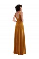 Outlet Sleeveless Stretch Velvet V-Back Trumpet Gold Maxi Evening Dress Canada