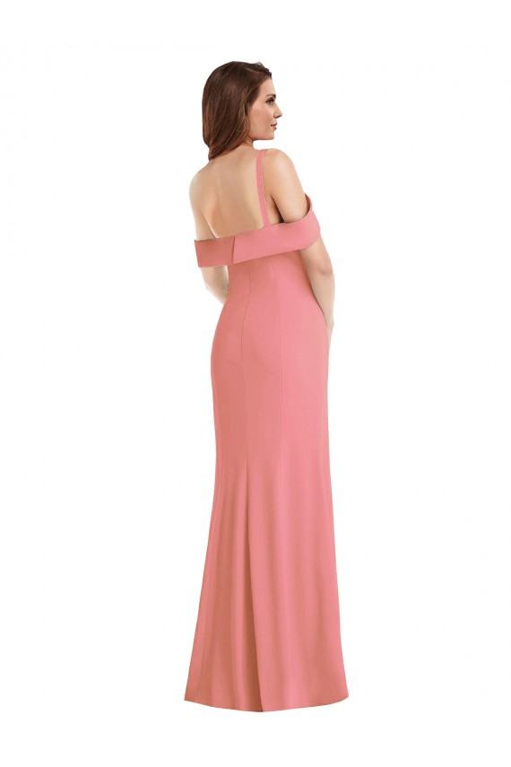 Outlet Sleeveless Stretch Crepe Low Back Trumpet Hot Pink Maxi Evening Dress Canada