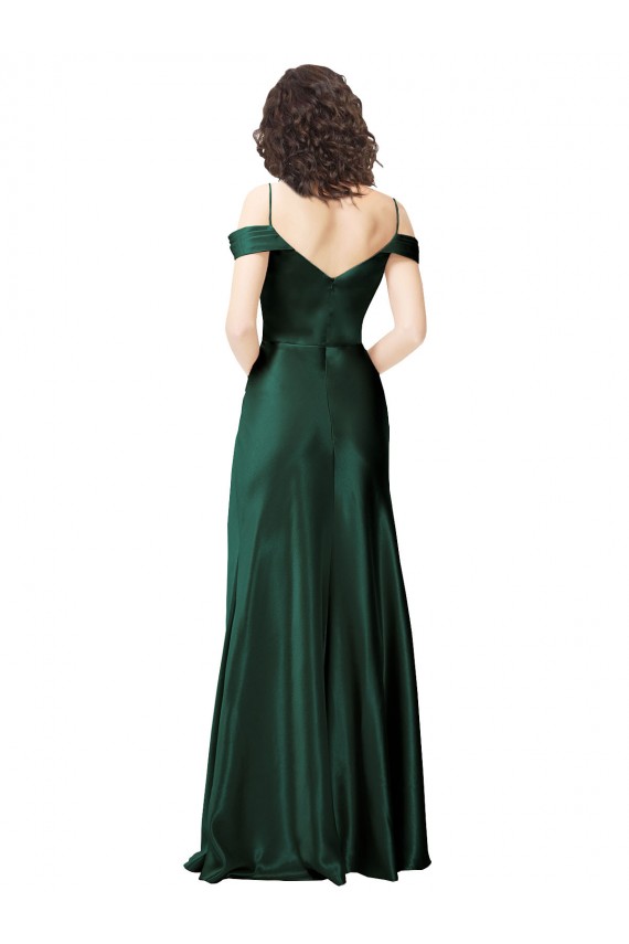 Outlet Sleeveless Stretch Satin V-Back A-Line Hunter Evening Dress Canada