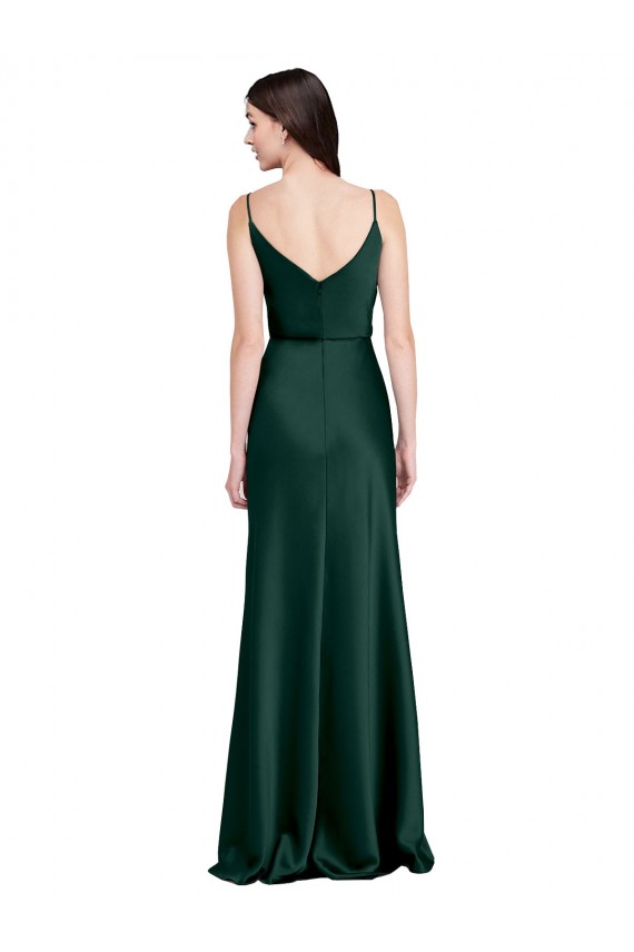 Outlet Sleeveless Stretch Satin V-Back Sheath Hunter Evening Gown Canada