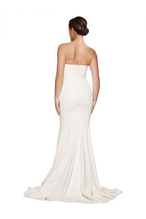 Outlet Sleeveless Stretch Satin Low Back Mermaid Ivory Evening Dress Canada